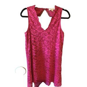 Francesca's Collection Fuchsia Lace Mini Shift Dress Med